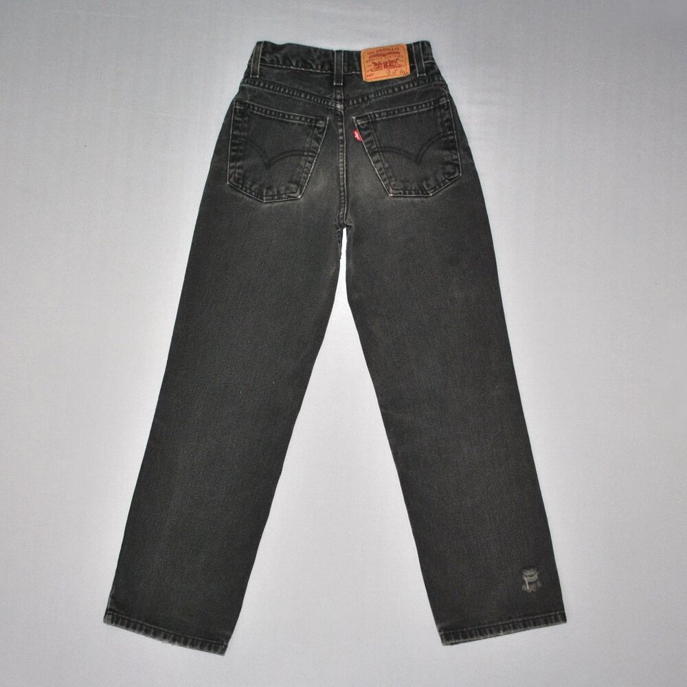 Vintage Levi's 550 Kids Jeans Size 12 Slim Black Red Tab Straight Leg Denim
